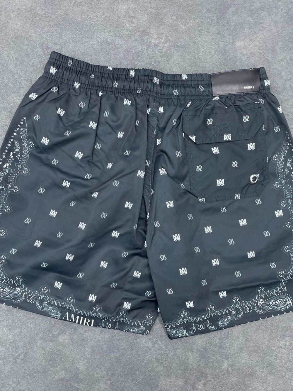 AMIRI Men’s Black Bandana Paisley Swim Shorts- Size Medium